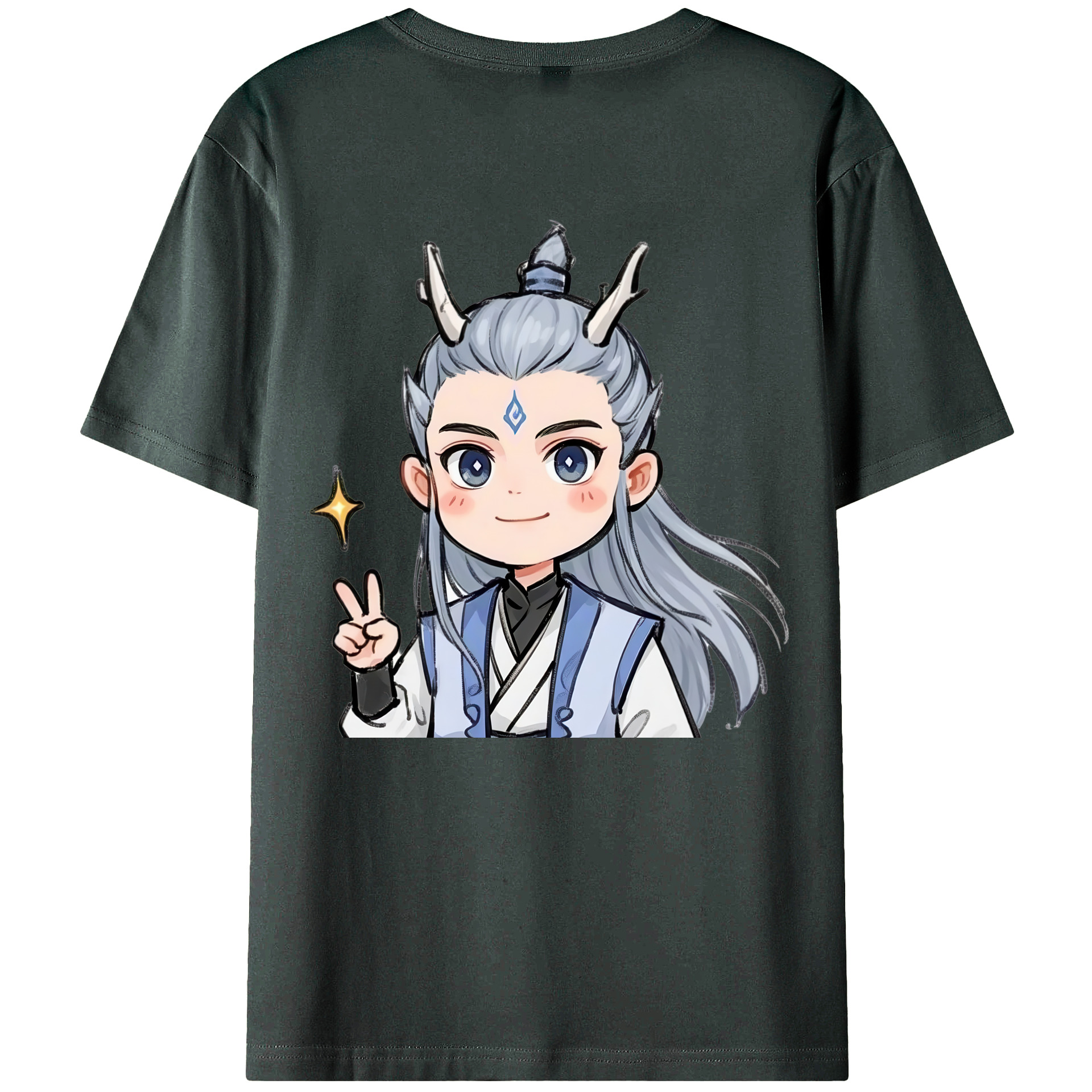 （画像用） Ne Zha 2 ナタ 魔童の大暴れ 綿100％ メンズ半袖Tシャツ（バックプリント） 通気性